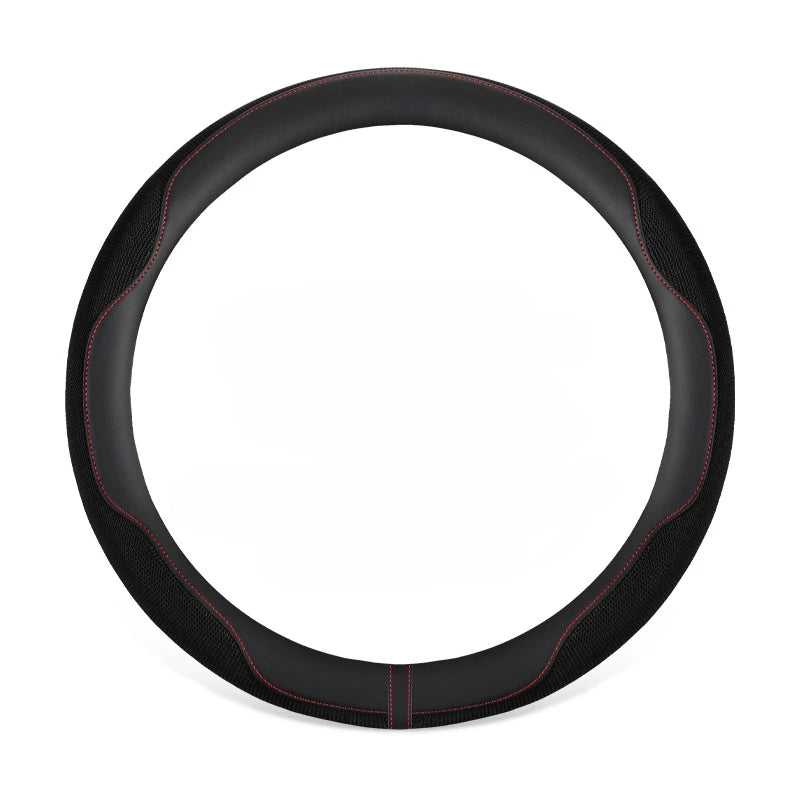 Summer Ice Silk Steering Wheel Cover – Breathable, Anti-Slip, Sweat-Absorbing Handle Set for All-Season Comfort - Delicate Leather