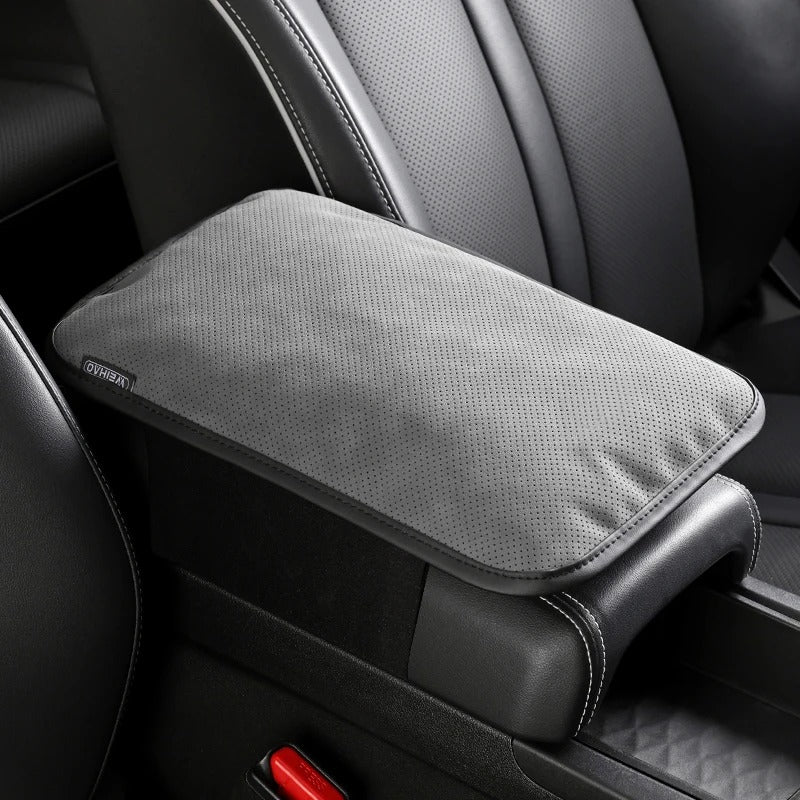 Universal Suede Car Armrest Cushion – Raised Center Console Pad for Comfort and Interior Protection - Delicate Leather