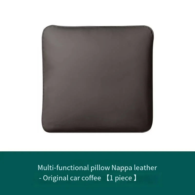 Nappa Leather Car Neck Pillow and Seat Pillow - Soft Headrest Lumbar Support for Comfortable Driving - Auto Accessories - Delicate Leather