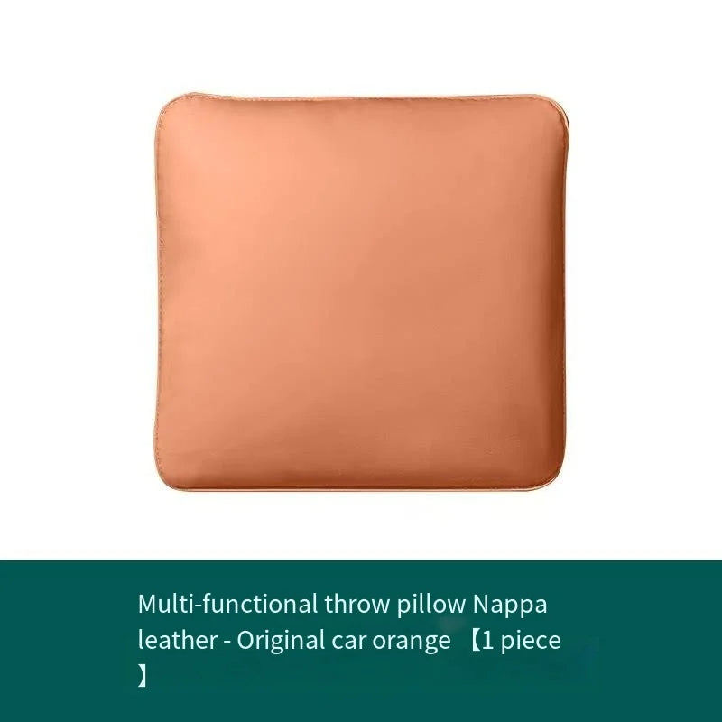 Nappa Leather Car Neck Pillow and Seat Pillow - Soft Headrest Lumbar Support for Comfortable Driving - Auto Accessories - Delicate Leather