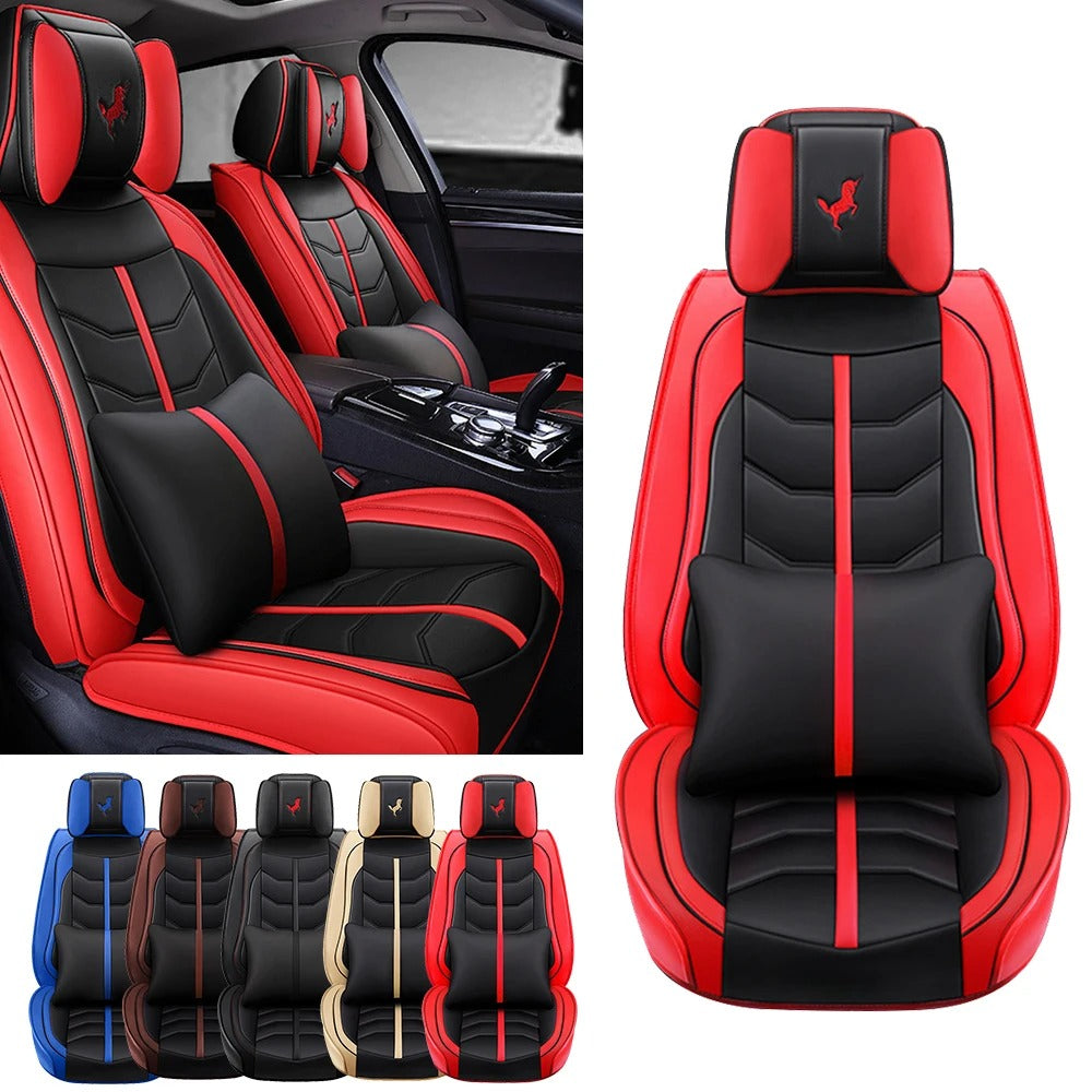 5-Seat Universal PU Leather Car Seat Covers – Full Set Front & Rear Cushions for Sedans, SUVs, Pickup Trucks