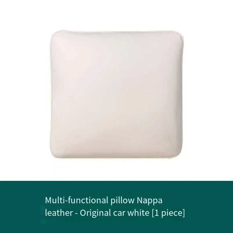 Nappa Leather Car Neck Pillow and Seat Pillow - Soft Headrest Lumbar Support for Comfortable Driving - Auto Accessories - Delicate Leather