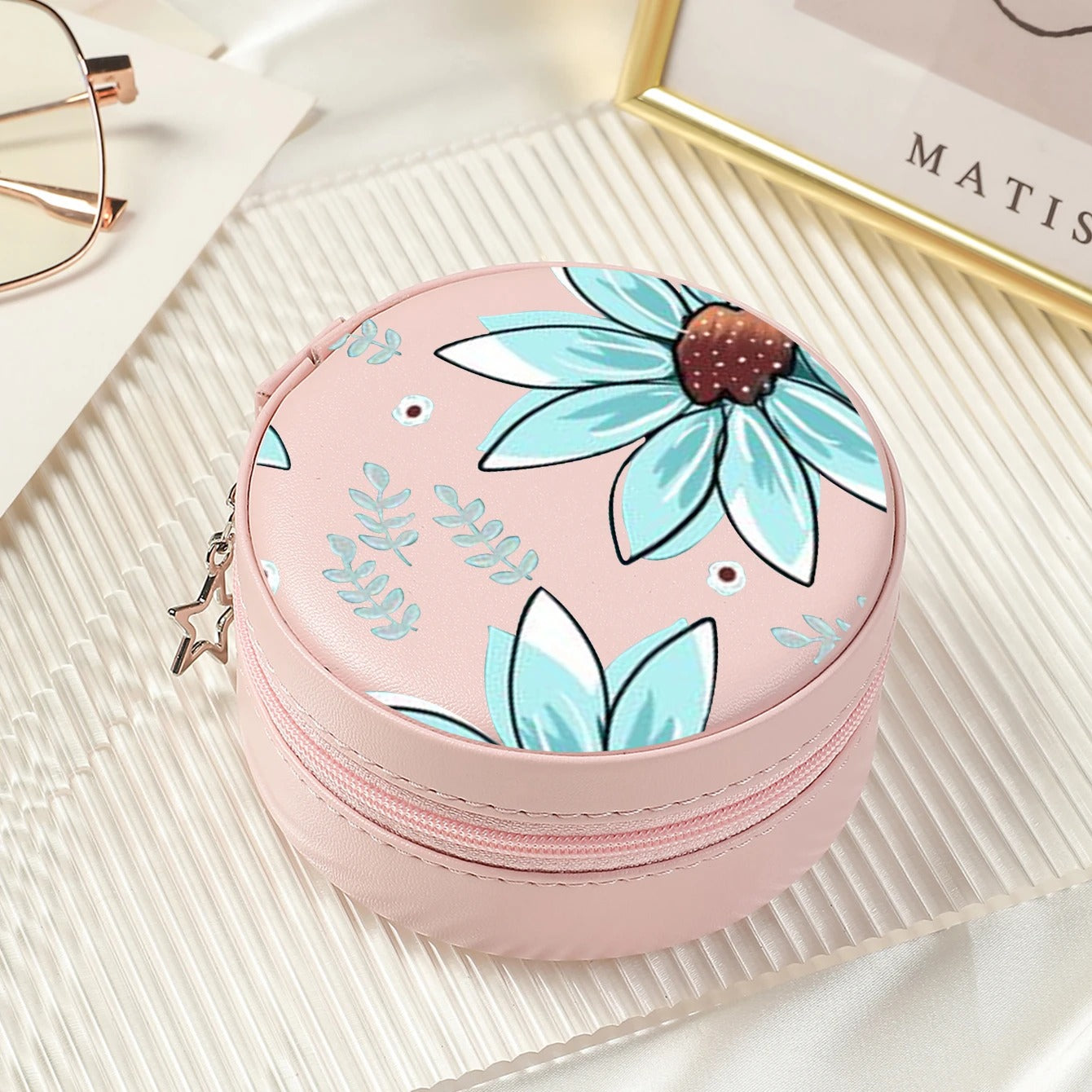 Flower Jewelry Storage Box Organizer, Display Travel Jewelry Case, Flower Leather Earrings Necklace Ring Organizer for Gift - Delicate Leather