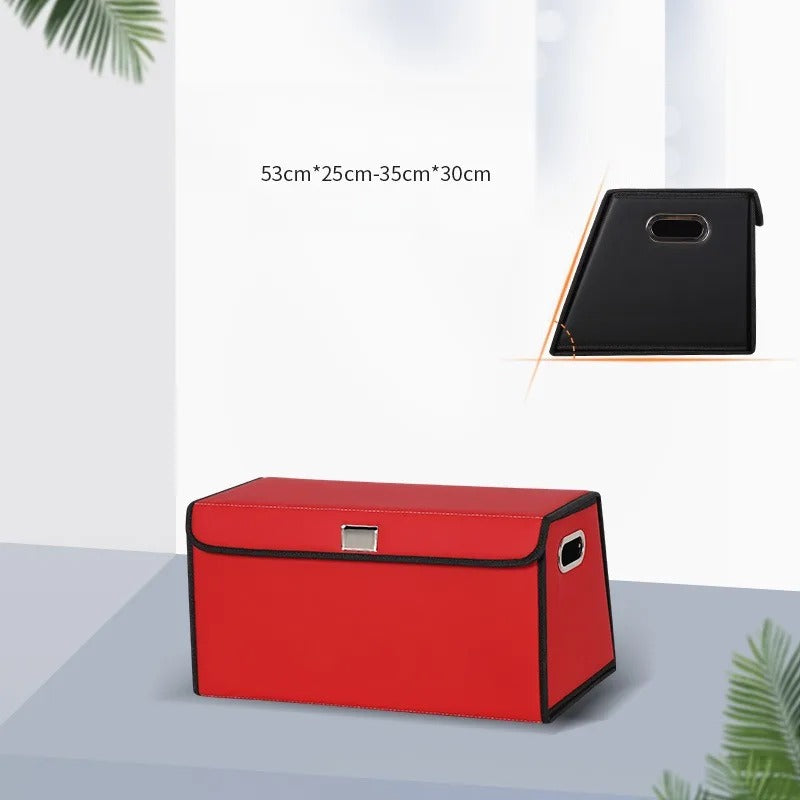 PU Leather Trunk Storage Box – Foldable Car Organizer for Tools & Accessories - Delicate Leather