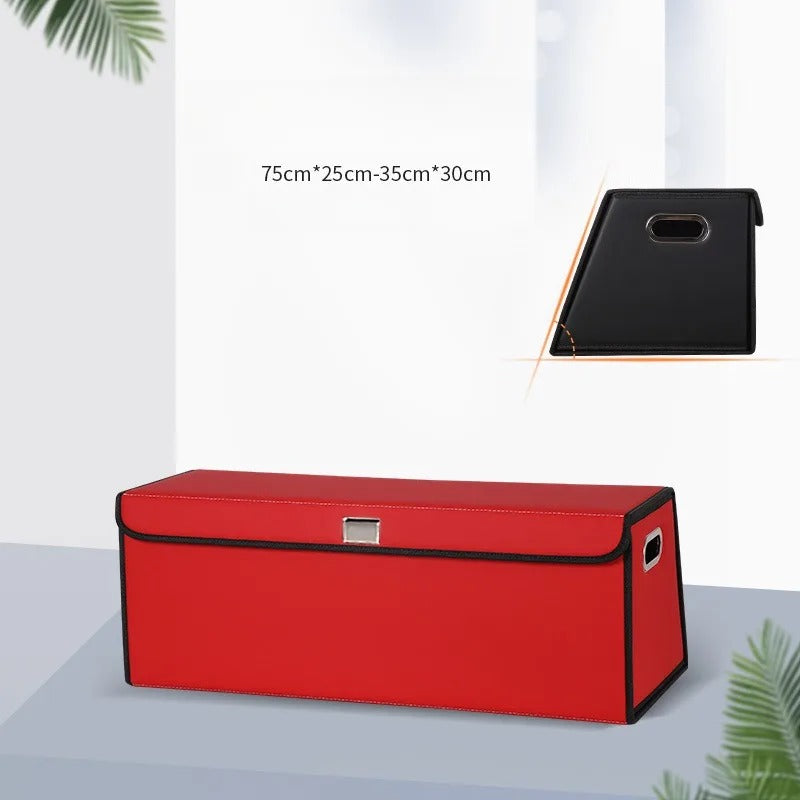 PU Leather Trunk Storage Box – Foldable Car Organizer for Tools & Accessories - Delicate Leather