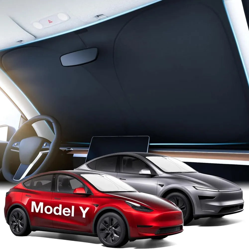 Glass Roof Sunshade for Tesla Model 3 Highland 2025 / Model Y 2020–2025 – UV Protection Mesh with Collapsible Frame - Delicate Leather