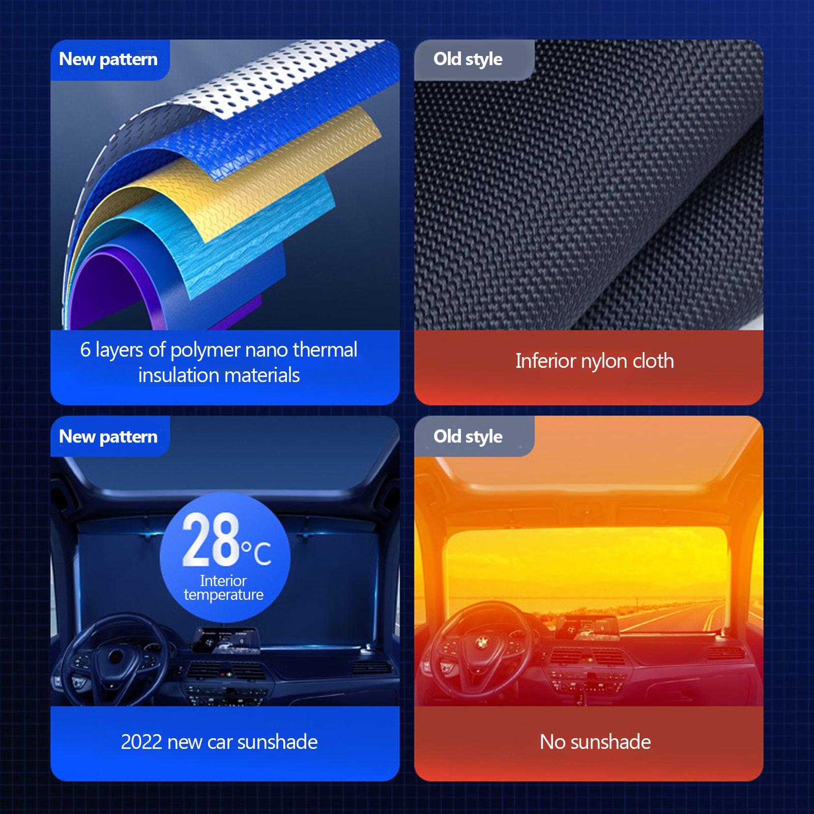 Retractable Windshield Sunshade Sun Visor for Car, Foldable UV Block Car Sunshade Cover with Hook and Suction Cups - Delicate Leather