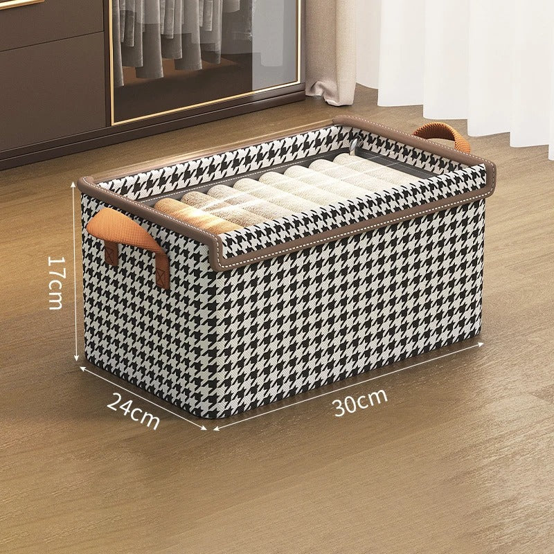 Dustproof Storage Box with Lid - Large Capacity Foldable Clothes Storage Box, Double Thickness Moisture-proof Storage Box - Delicate Leather