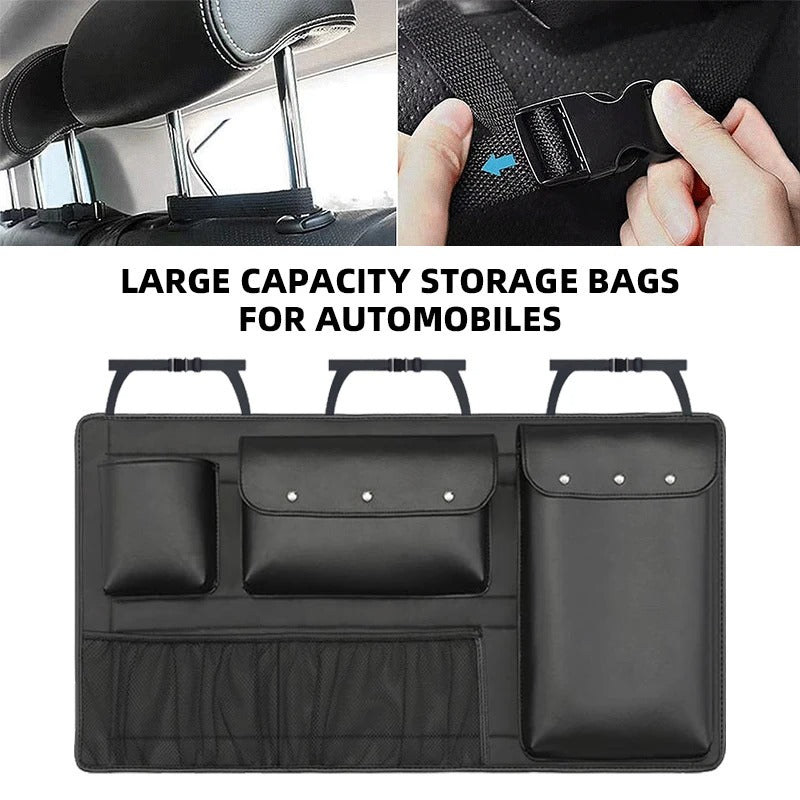 Car Backseat Storage Bag Multi-function Large Capacity Seat Back Storage Organizer - Delicate Leather