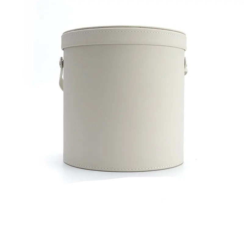 Waterproof Car Trash Can Organizer – Portable Round Waste Basket with Lid, Gift For Mother's Day 2025 - Delicate Leather
