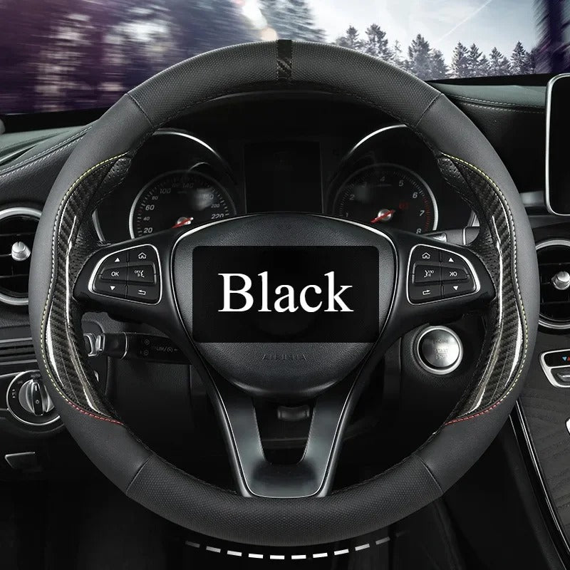 Microfiber Leather Steering Wheel Cover – Universal O & D Shape Anti-Slip Design - Delicate Leather