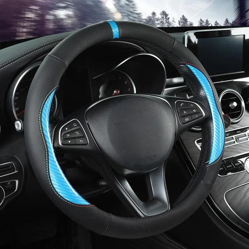 Microfiber Leather Steering Wheel Cover – Universal O & D Shape Anti-Slip Design - Delicate Leather