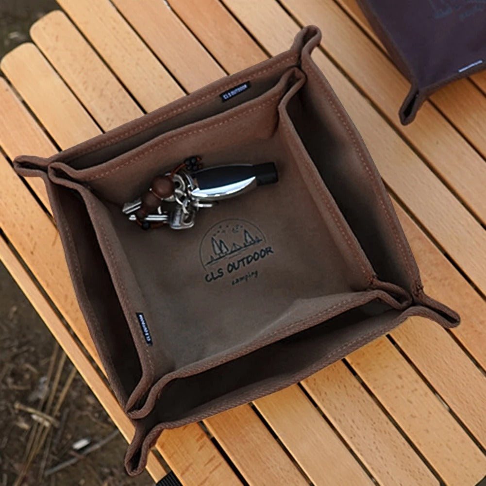 Portable Camping Gadgets Tray Foldable Oxford Storage Box Waterproof Travel Jewelry Sundries Makeup - Delicate Leather