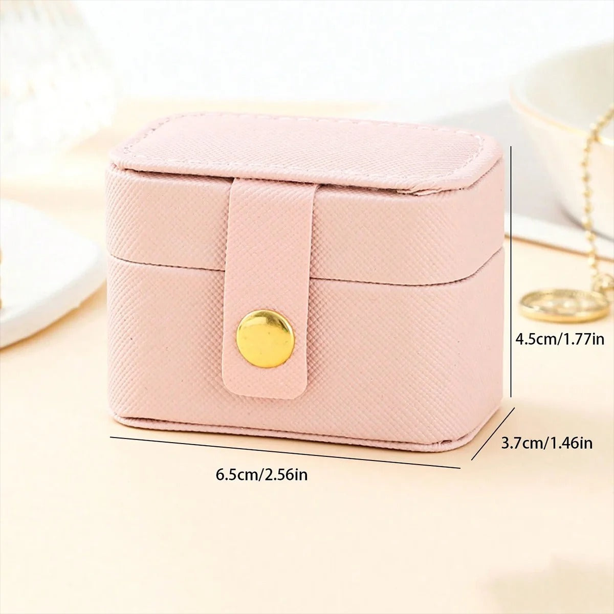 Mini Portable Simple PU Leather Jewelry Storage Case - Delicate Leather