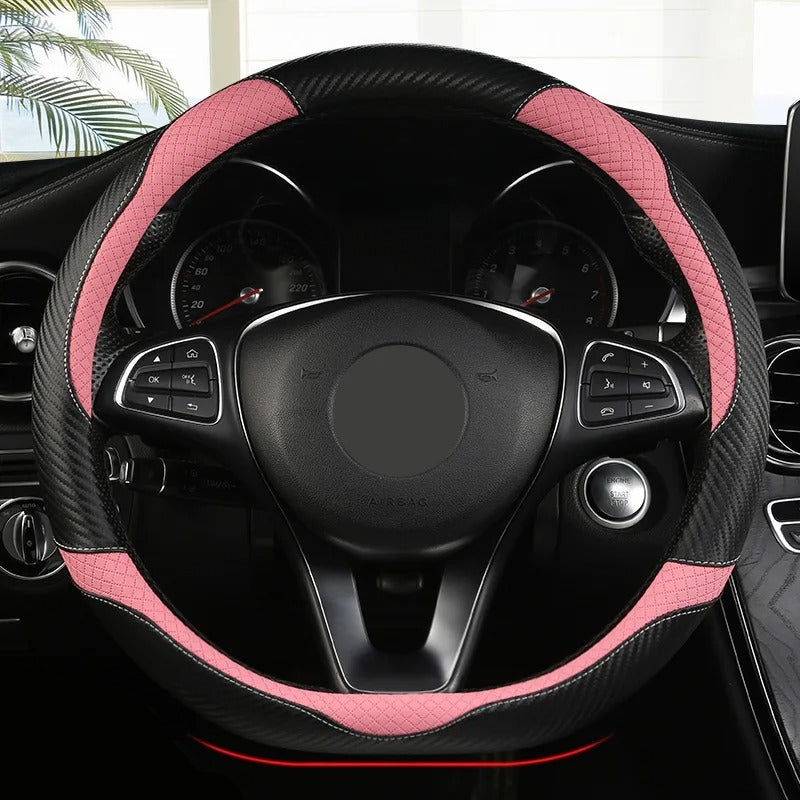 Ultra-Thin Leather Steering Wheel Cover – Breathable Non-Slip Summer Grip (O & D Shape) - Delicate Leather