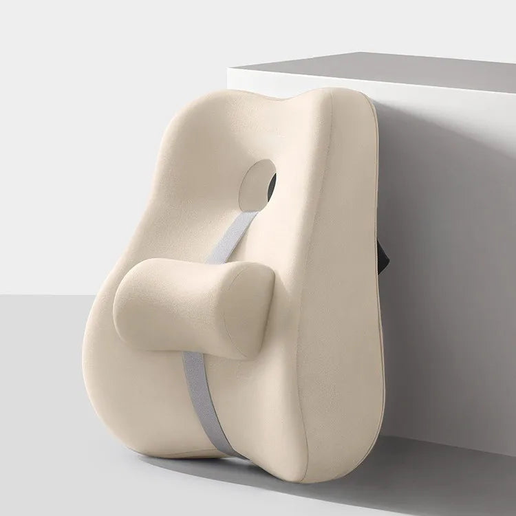 Memory Foam Lumbar Support Cushion – Ergonomic Back Pillow for Chair, Car & Sofa - Delicate Leather
