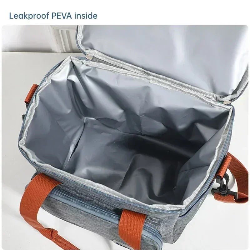 Outdoor Thermal Picnic Cooler Bags Portable Camping Lunch Bag Food Insulated Case - Delicate Leather