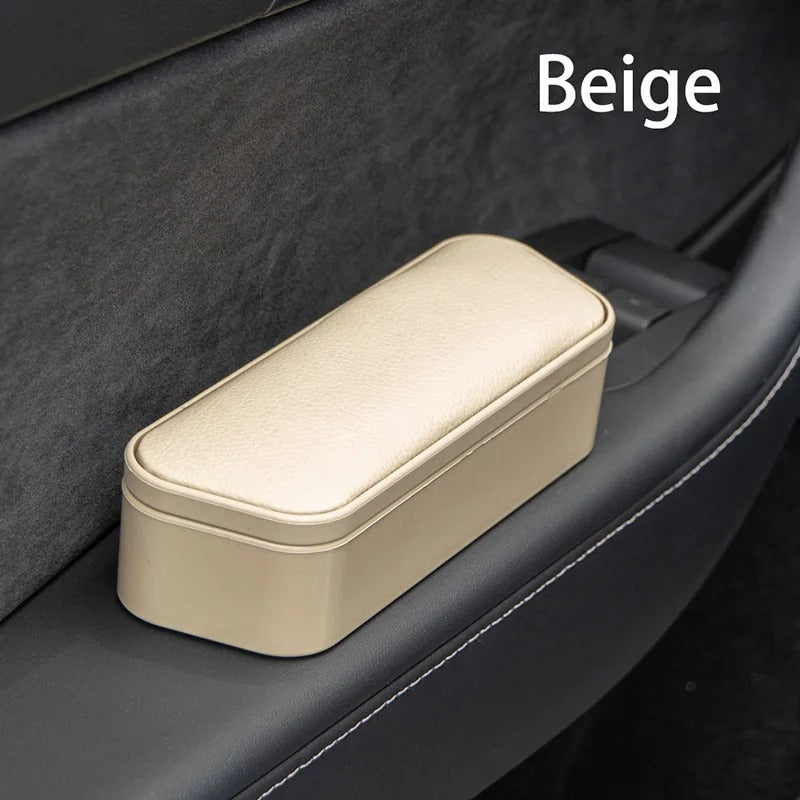 Universal Car Armrest Door Storage Box – Adjustable Elbow Rest Pad with Organizer Compartment - Delicate Leather