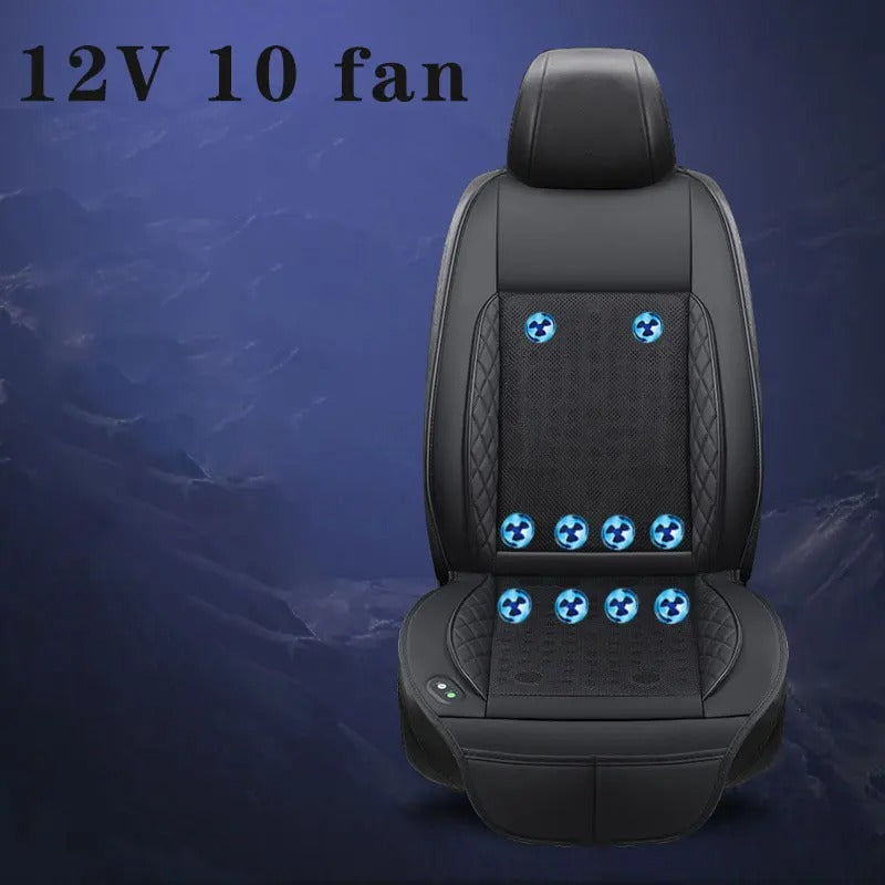 12V Car Cooling Seat Cushion with Built-in Fans – Ventilated Summer Seat Cover with Heat Dissipation and Massage Function - Delicate Leather