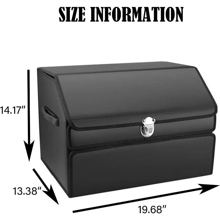 Large-Capacity Double-Layer Car Trunk Storage Box – PU Leather Organizer for Cars & SUVs - Delicate Leather