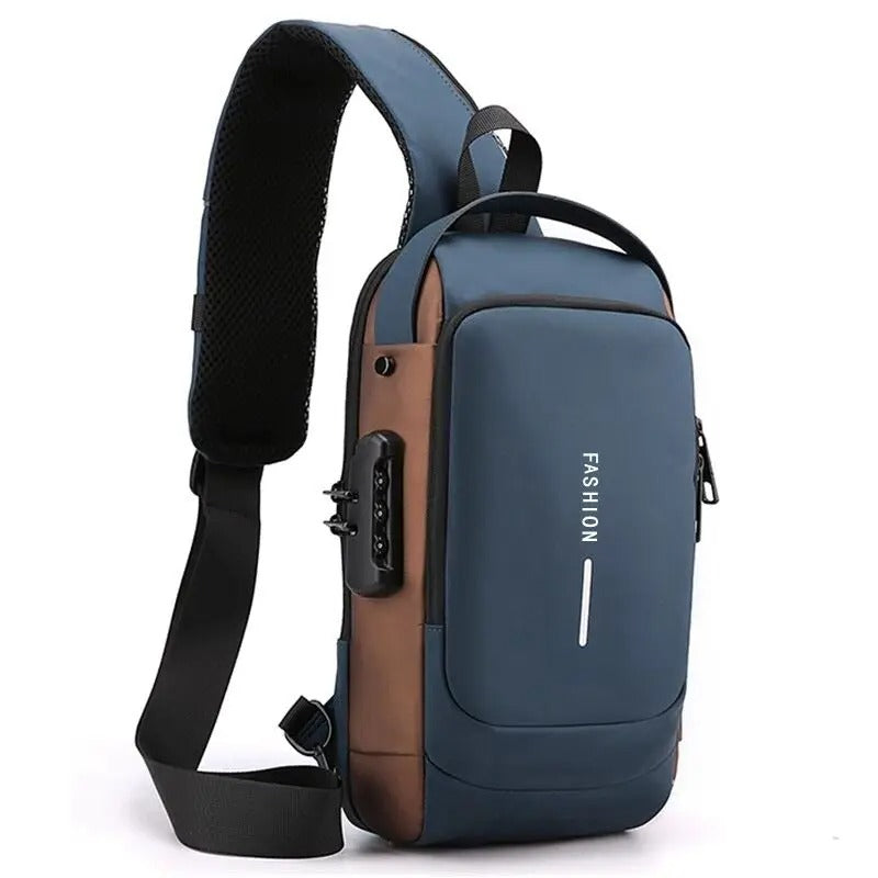 Men's Multifunction Anti-Theft USB Shoulder Bag Man Crossbody Travel Sling Chest Bag Messenger Pack - Delicate Leather
