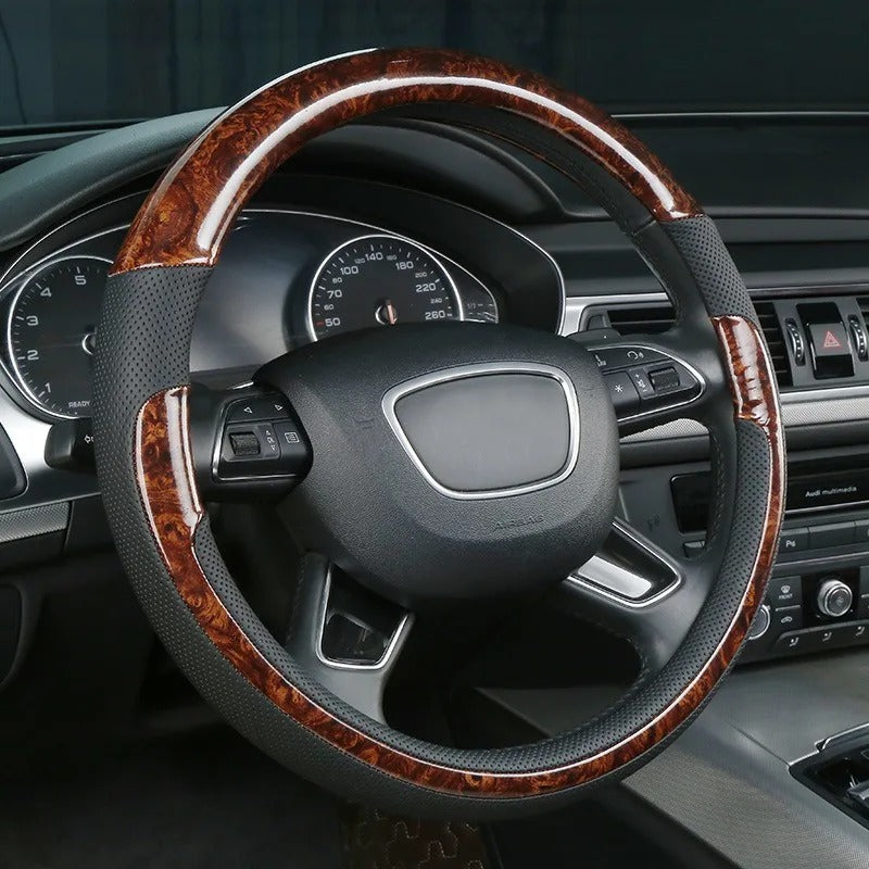 Universal Carbon Fiber Leather Steering Wheel Cover 38cm – Non-Slip Microfiber Leather Steering Wheel Grip for Cars, SUVs & Trucks - Delicate Leather
