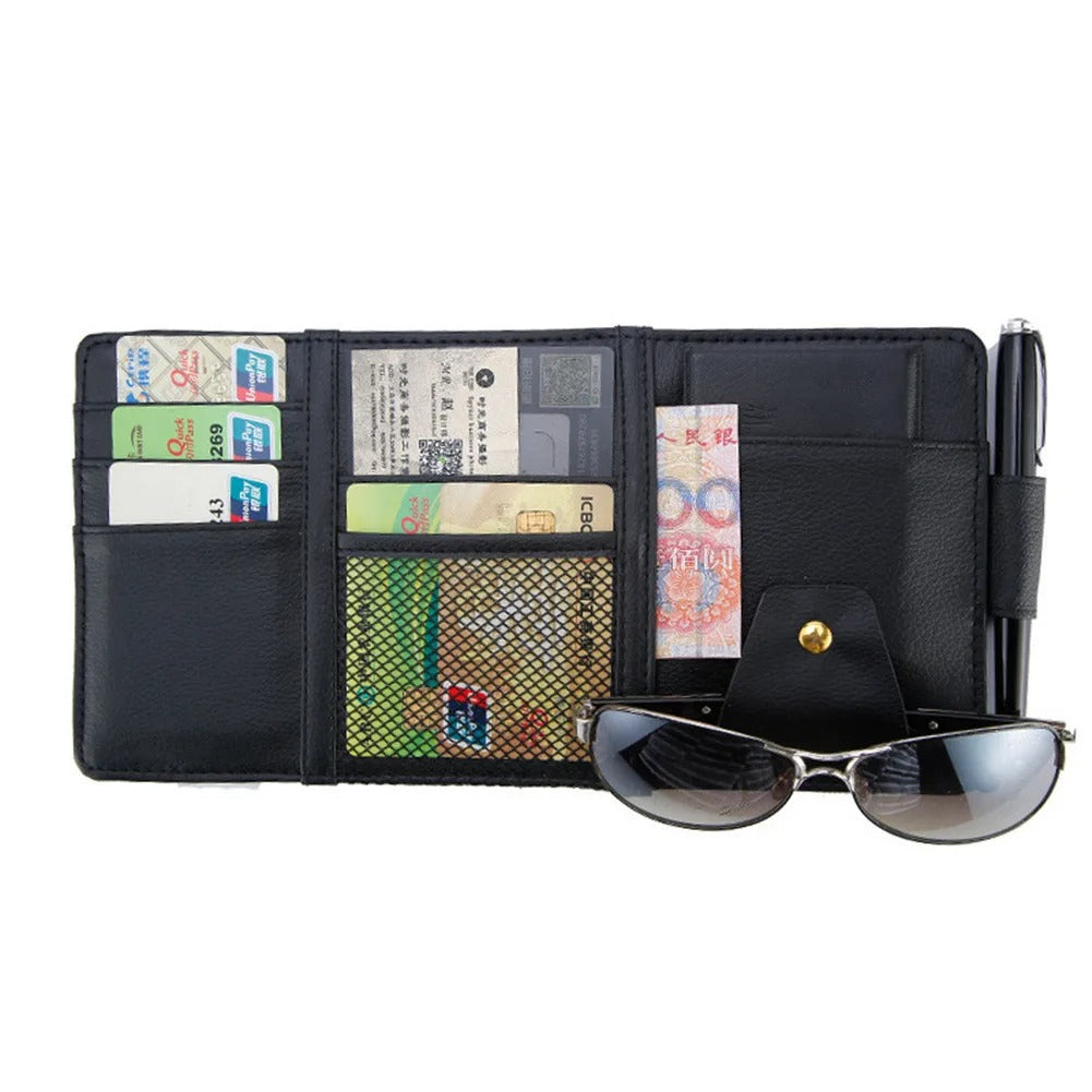 Car Styling Visor Organizer - Auto Sun Visor Storage Pouch - Delicate Leather