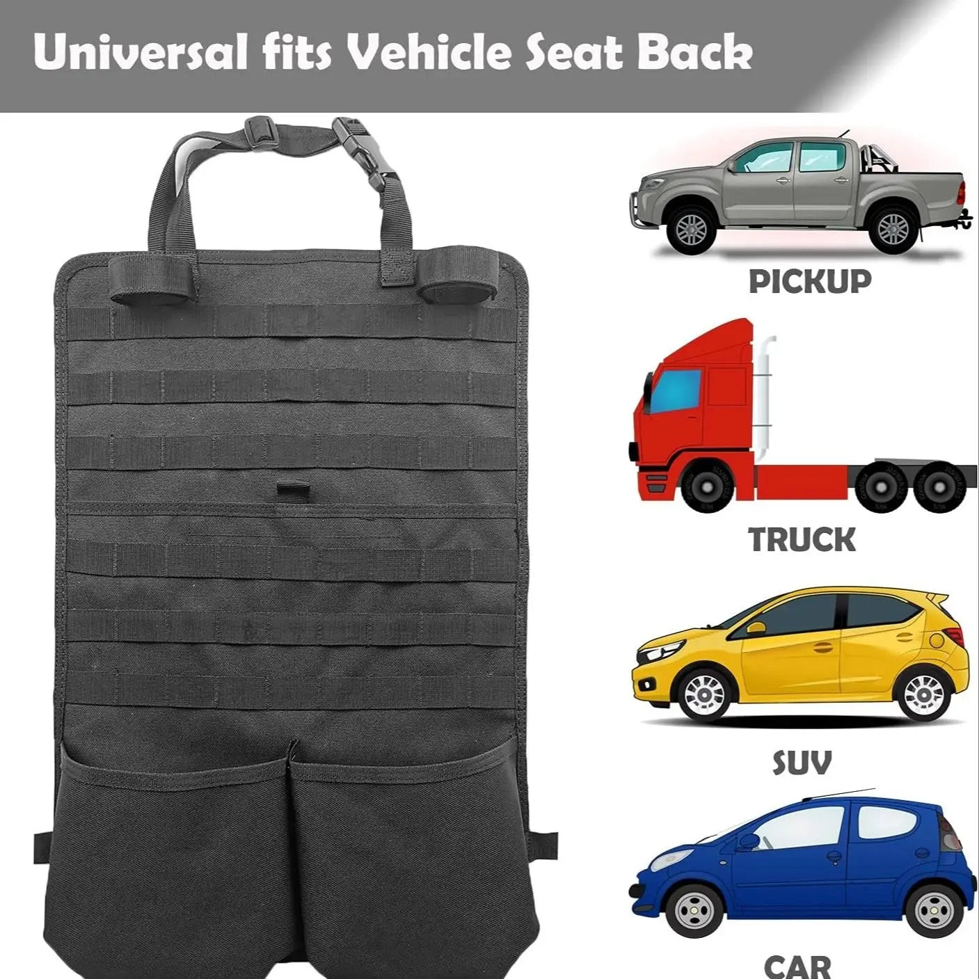 Tactical Seat Back Organizer for Automotive Panel - Delicate Leather