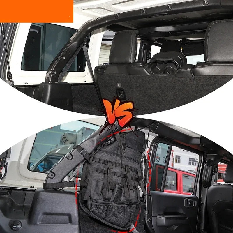Car Trunk Side Storage Bag – Roll Bar Tool Organizer with Multi-Pocket Design