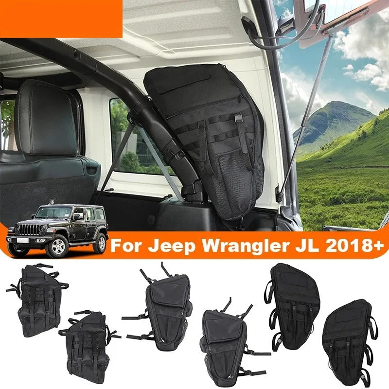 Car Trunk Side Storage Bag – Roll Bar Tool Organizer with Multi-Pocket Design