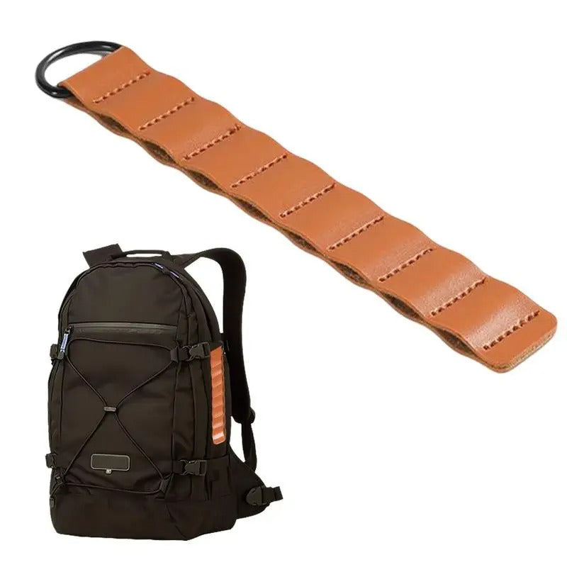 PU Leather Tent Nail Storage Rack - Portable 8-Hole Peg Organizer with Buckle for Camping Accessories - Delicate Leather