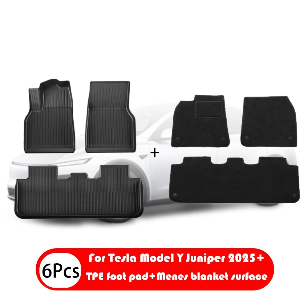 TPE Floor & Trunk Mats for Tesla Model Y Juniper 2025+ – Waterproof, All-Weather Car Accessories - Delicate Leather