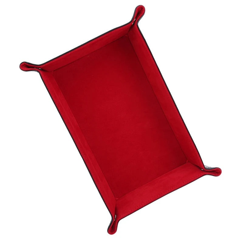 Creative Foldable Dice Tray Box - PU Leather Folding Coin Square Tray, Dice Game Key Coin Candy Jewelry Storage Box - Delicate Leather