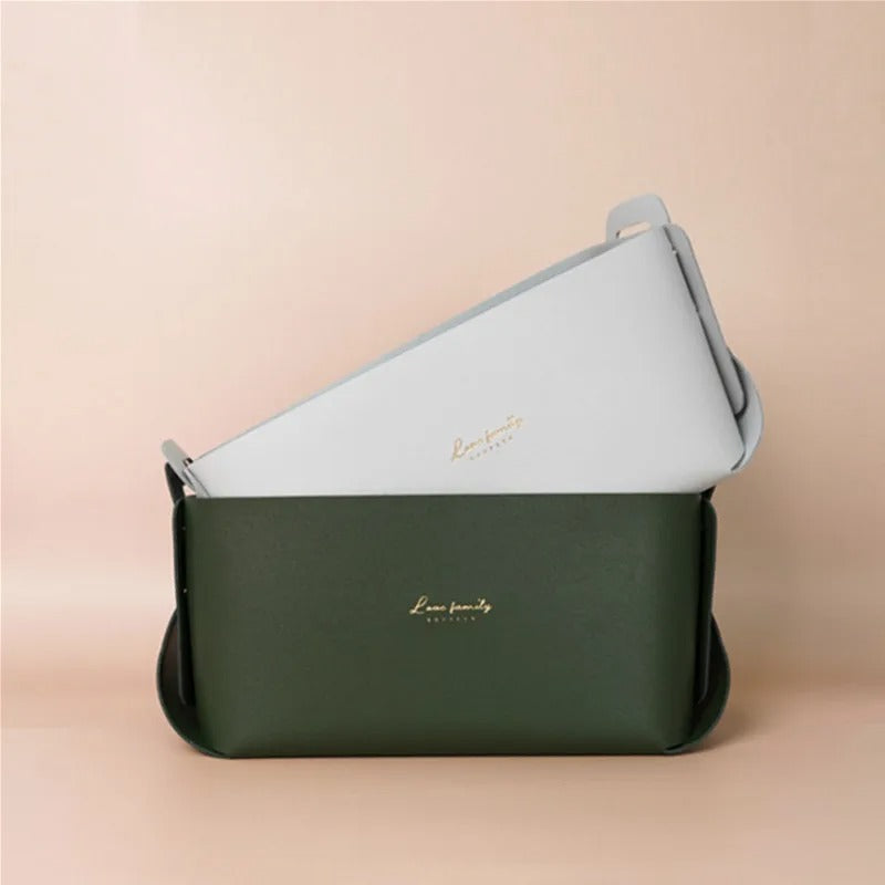 Leather Desktop Large Storage Box Living Room Bedroom Sundries Key Plate Decoration Dice Tray Coins PU Folding Storage - Delicate Leather