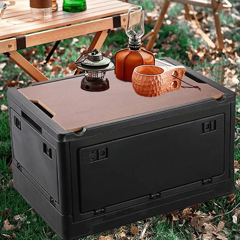 Outdoor Camping Folding Storage Box Large Capacity Vehicle Organizer for Road Trips, Hiking, and Picnics – Durable and Collapsible Tool Storage Solution - Delicate Leather