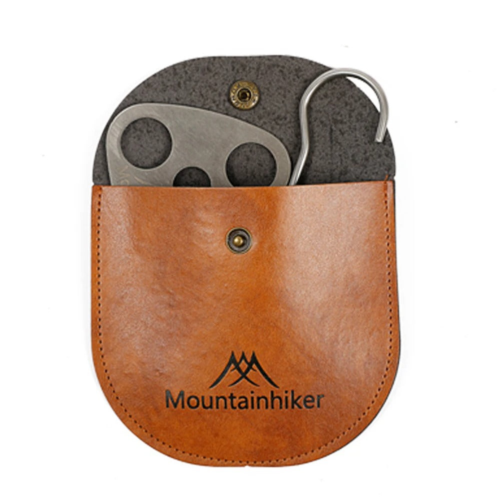 Cooking Pot Pan Tripod Mount - Stainless Steel Camping Tripod Hanging Pot Bracket with Leather Storage Bag for Hiking Bushcraft - Delicate Leather