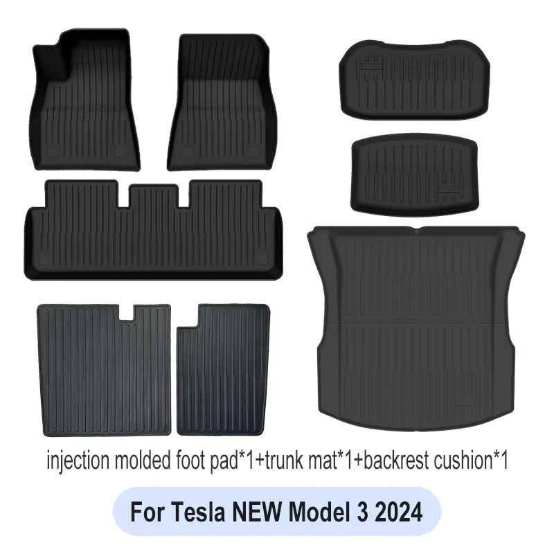 TPE Floor Mats Set for Tesla Model Y / Model 3 2024 – Waterproof, Anti-Slip, Left-Hand Drive Fit - Delicate Leather