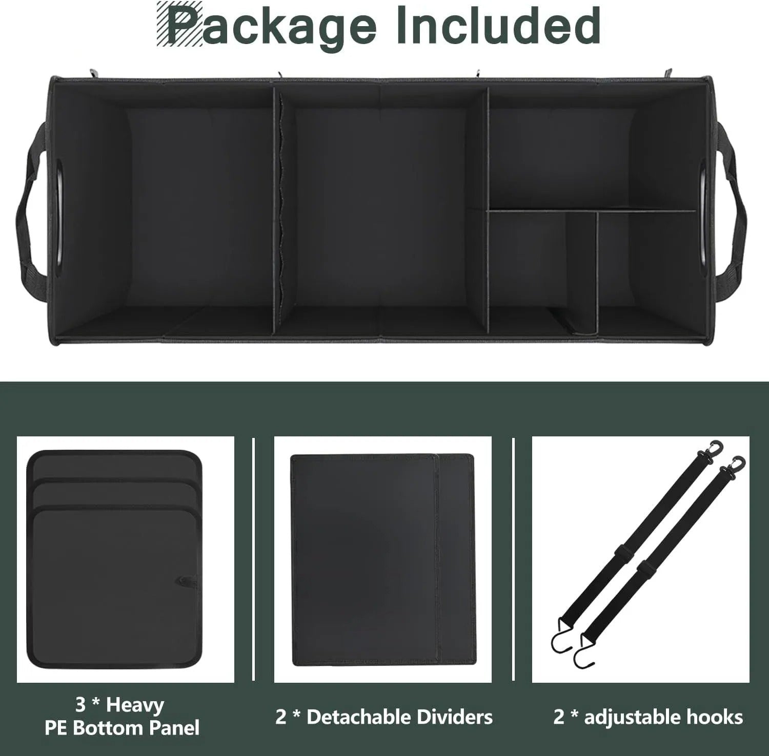 95L Foldable Car Trunk Organizer – Large Capacity Storage Box with Adjustable Straps - Delicate Leather