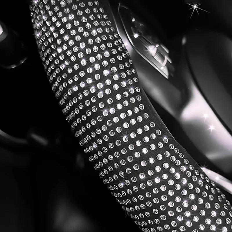 Diamond Accent Steering Wheel Cover – Universal Anti-Slip All-Season Interior Accessory - Delicate Leather