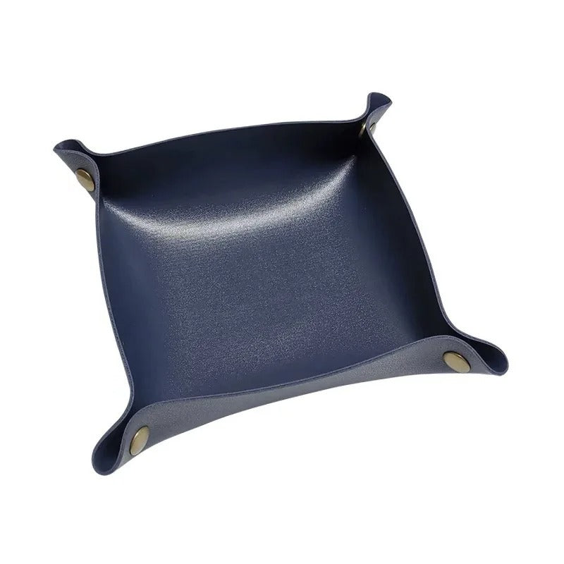 Desktop PU Leather Organizer Key Tray - Multi Folding Storage Box - Delicate Leather