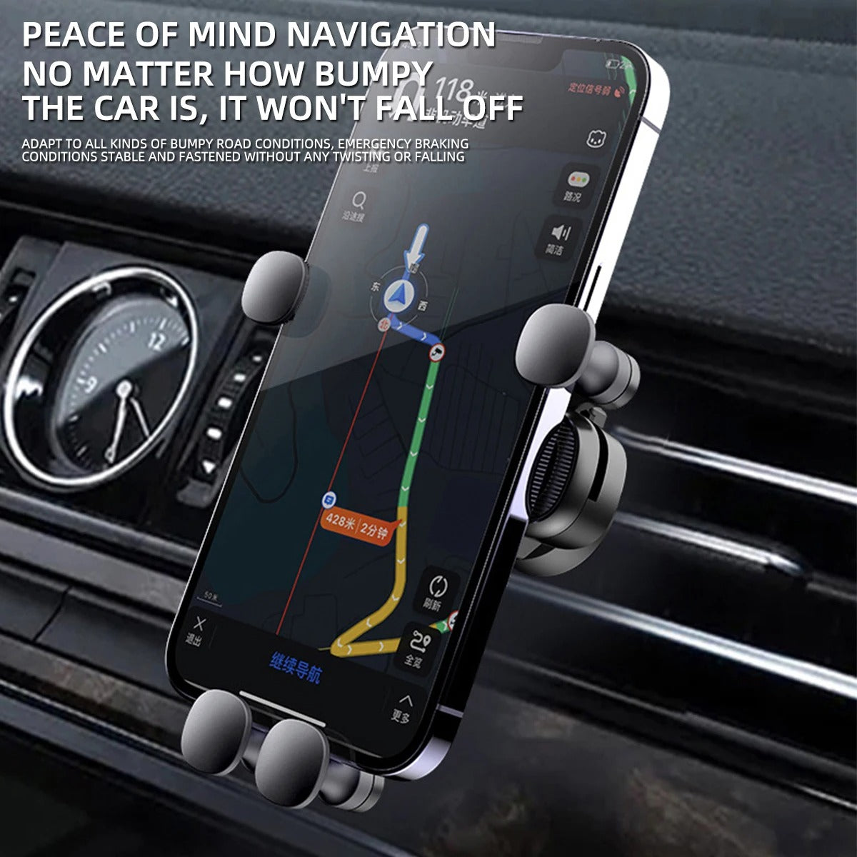 Gravity Car Phone Holder - Universal Shockproof Air Vent Mount for 4.7-7 Inch Smartphones