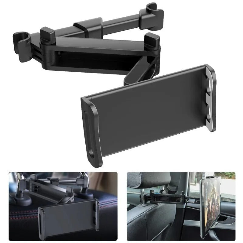 Universal Car Back Seat Headrest Mount - 360° Rotation Phone & Tablet Holder for 12.9" Devices - Delicate Leather