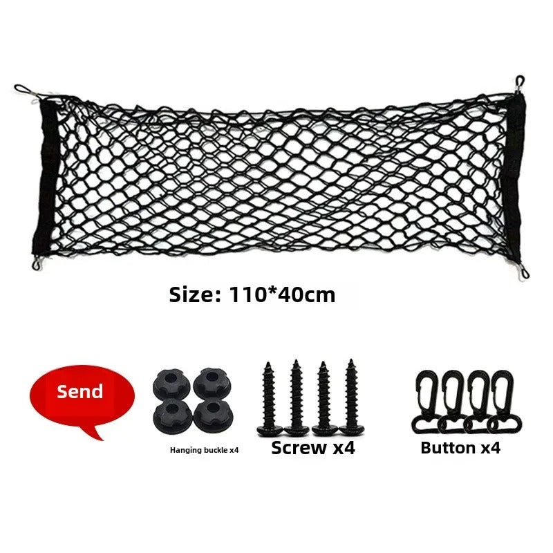 Rear Cargo Nets for SUV - Adjustable Car Trunk Cargo Storage Organizer Mesh Net - Delicate Leather