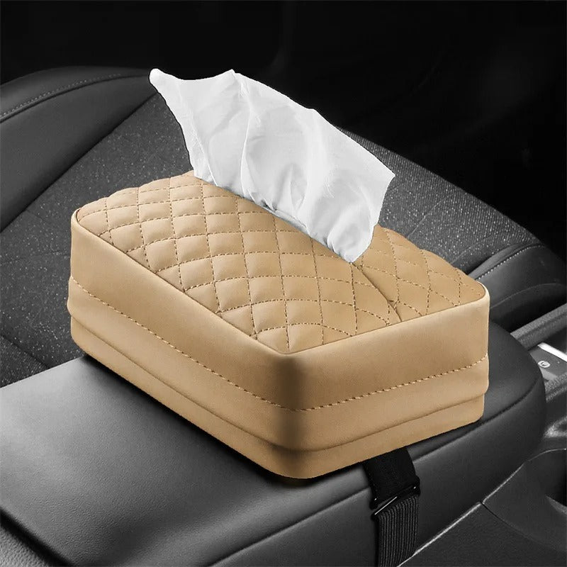 Car Tissue Storage Bag – PU Leather Hanging Organizer for Seat Back - Delicate Leather