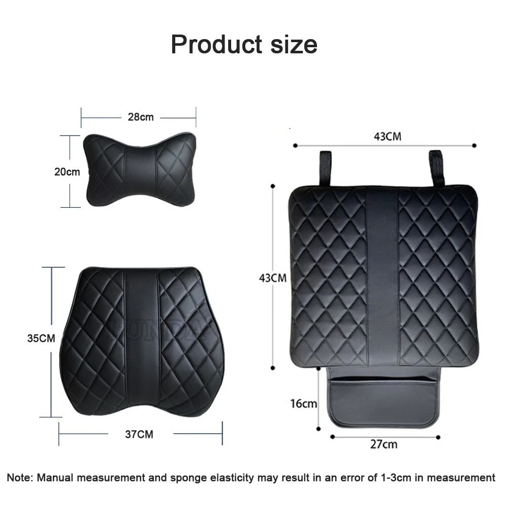 Car Lumbar Support Pillow – Memory Foam Cushion for Lower Back Comfort - Delicate Leather
