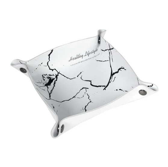 Desktop Storage Cosmetic Storage Box Tray - PU Leather Key Tray, Home Decoration Sundries Key Coin Folding Storage Box - Delicate Leather