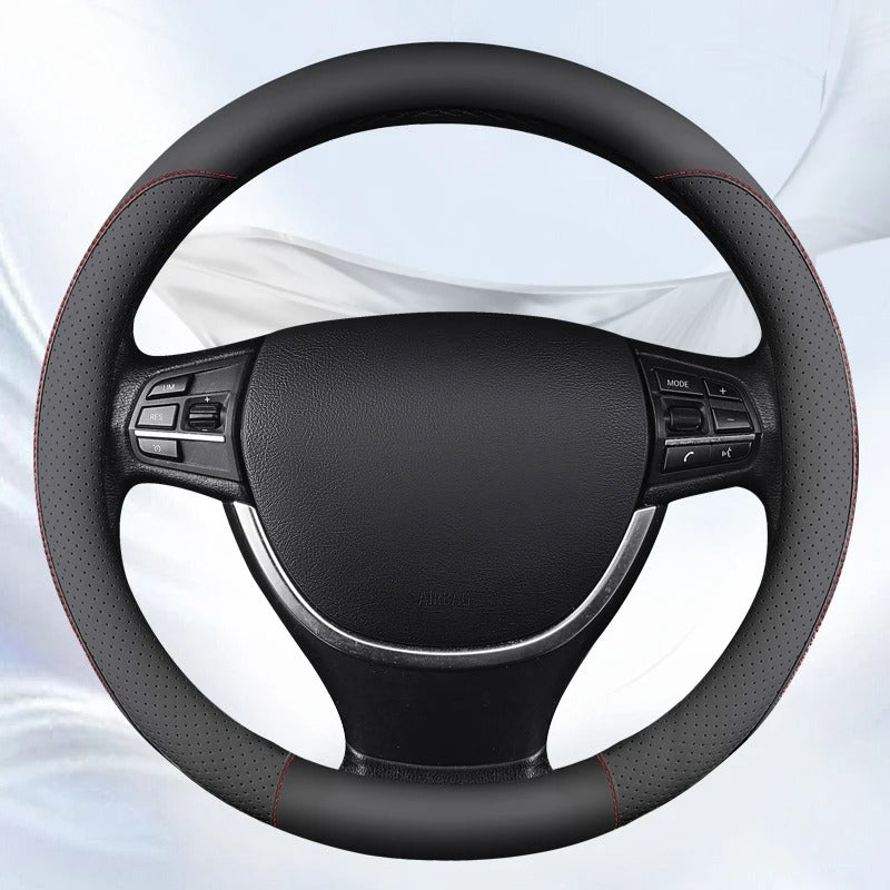 Motocovers Car Anti-Slip Leather Steering Wheel Cover – Universal 38cm Protective Cover