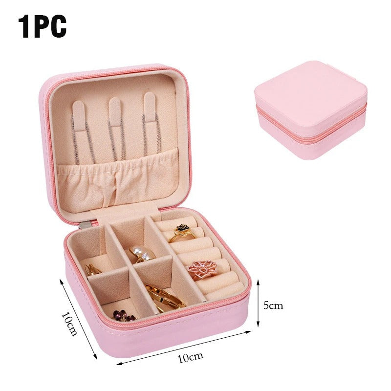 Double Layer PU Leather Portable Travel Jewelry Box - Storage Organizer Packaging Case for Earrings, Rings, Necklaces - Delicate Leather