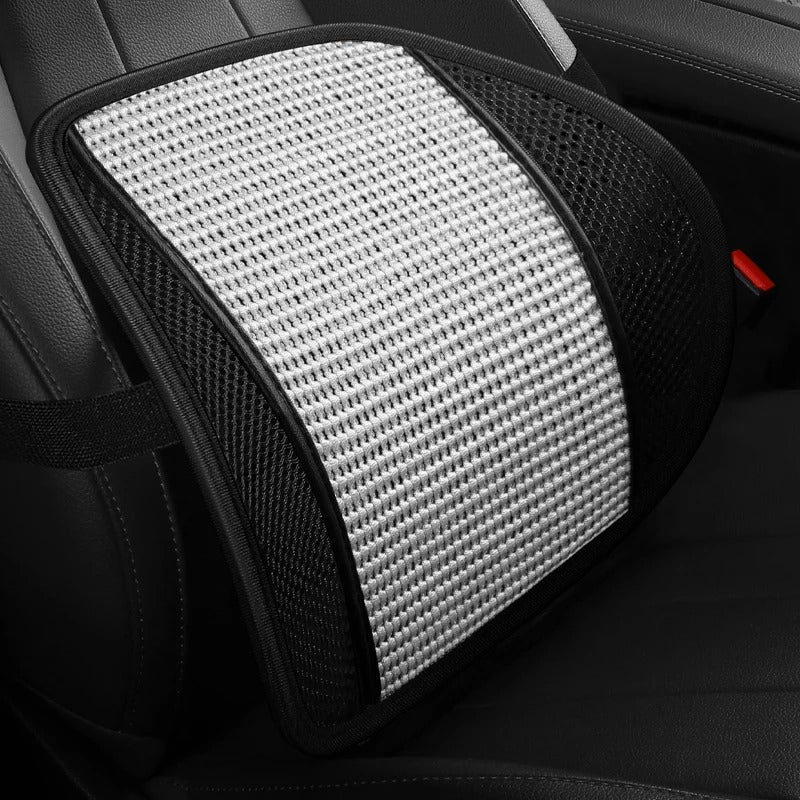 Breathable Car Lumbar Support Cushion – Ice Silk Backrest Pillow for Car & Office - Delicate Leather