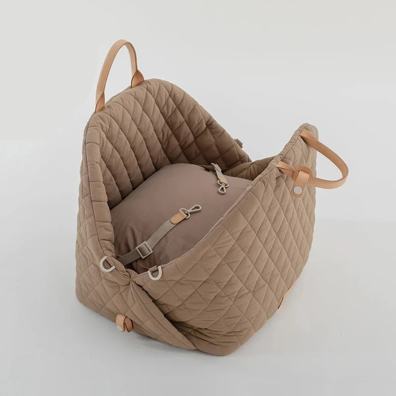 Safe Car Dog Carrier Bag – Breathable & Non-Slip Travel Kennel for Small Pets, Gift For Mother's Day 2025 - Delicate Leather